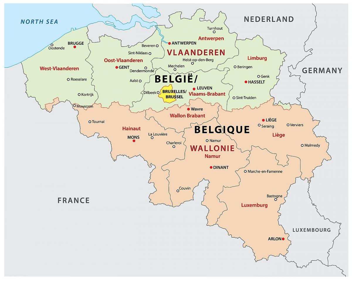 Mapa De Las Regiones De Bélgica Mapa Político Y Estatal De Bélgica 2188